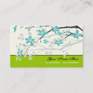 Tarjeta De Visita Flores de Magnolia floral turquesa verde