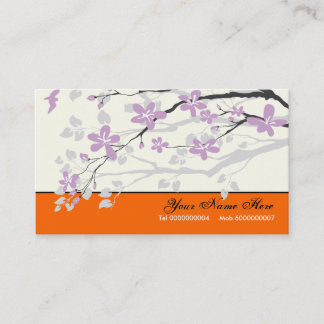Tarjeta De Visita Flores de Magnolia naranja púrpura floral