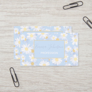 Tarjeta De Visita Flores de margarita blanca y azul