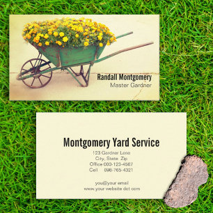 Tarjeta De Visita Flores de Marigold en carretilla vintage del jardi