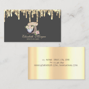 Tarjeta De Visita Flores de mezclador antiguo Gold Drips Panadería