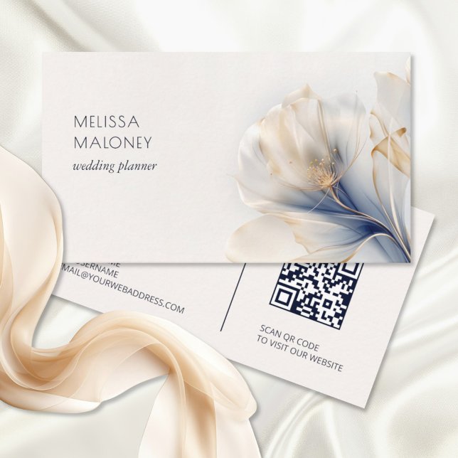 Tarjeta De Visita Flores de oro azul etéreo (Subido por el creador)
