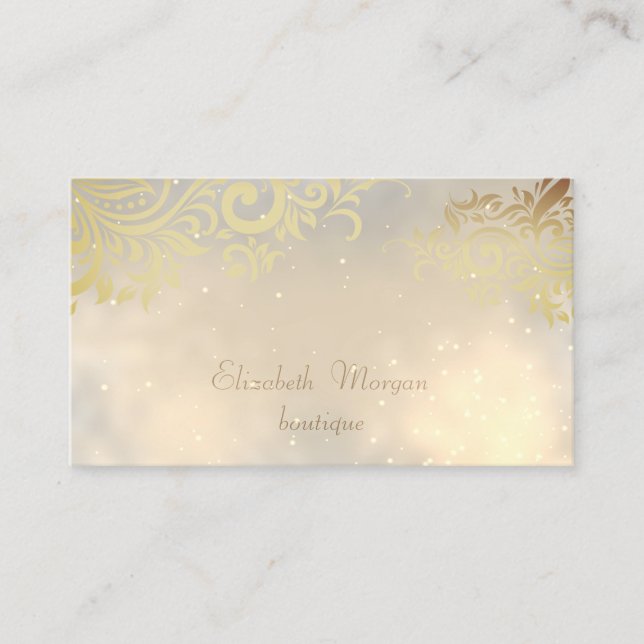 Tarjeta De Visita Flores de oro elegantes y modernas (Anverso)