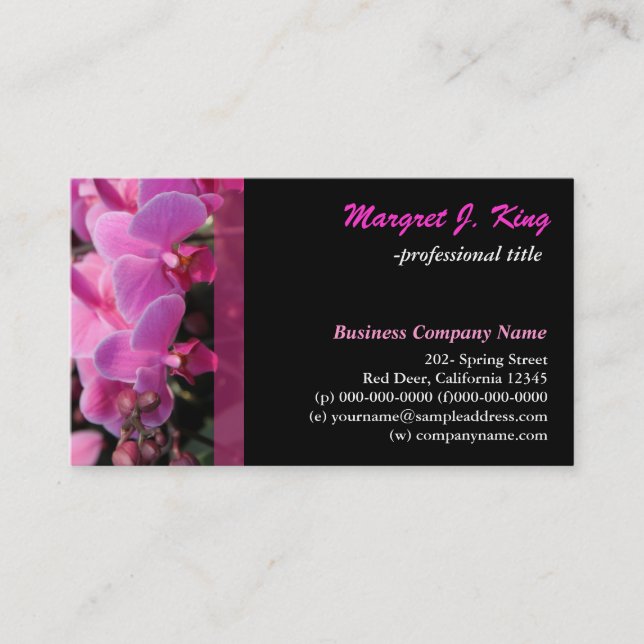 Tarjeta De Visita flores de orquídea rosa (Anverso)
