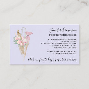 Tarjeta De Visita Flores de Pastelería Panadería Boho chef creativo
