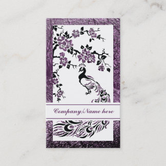 Tarjeta De Visita Flores de pavo real negro, morado y cerezo