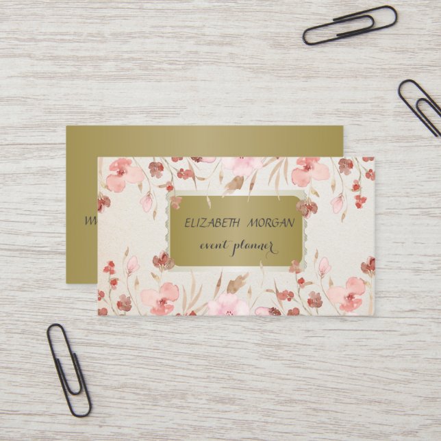 Tarjeta De Visita Flores de prado profesionales elegantes (Anverso/Reverso In Situ)