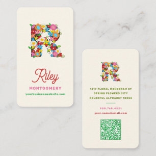 Tarjeta De Visita Flores de primavera caprichosas y coloridas R Mono