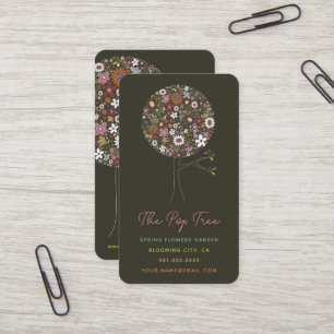 Tarjeta De Visita Flores de primavera coloridas árbol pop Moda singu