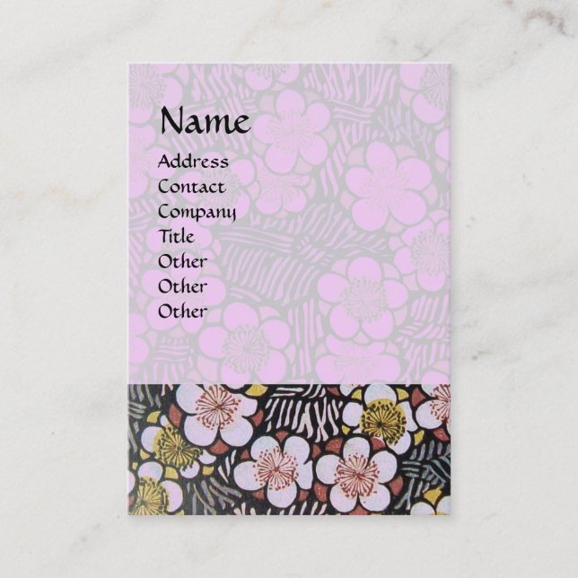 TARJETA DE VISITA FLORES DE PRIMAVERA DE LÍLAC GRIS GRIS NEGRO (Anverso)
