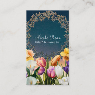Tarjeta De Visita Flores de primavera marco floral elegante chic per