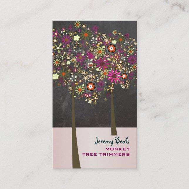 Tarjeta De Visita Flores de primavera/pizarra de PixDezines (Anverso)