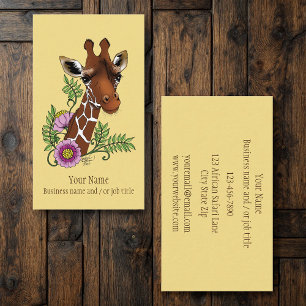 Tarjeta De Visita Flores de retrato amarillo de jirafa