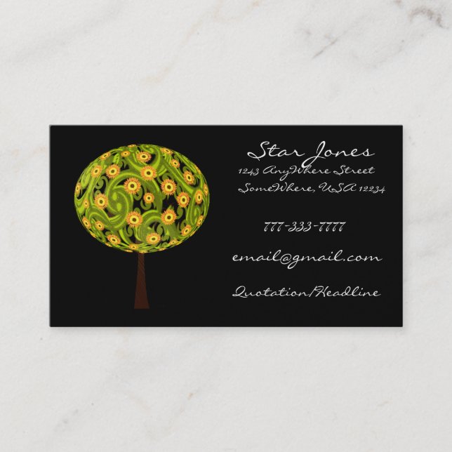 Tarjeta De Visita Flores de sol de árbol (Anverso)