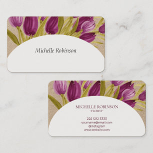 Tarjeta De Visita Flores de Tulipán Elegantes en Acuarela Profesiona