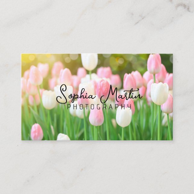 Tarjeta De Visita Flores de tulipanes rosas | Fotografía (Anverso)