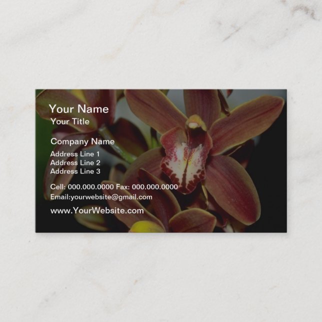 Tarjeta De Visita Flores del Cymbidium de Brown (Anverso)