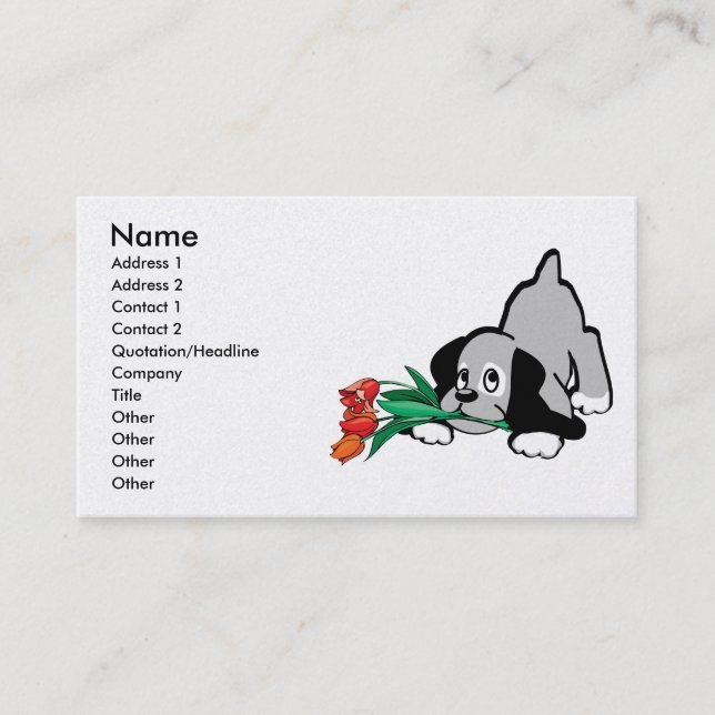 Tarjeta De Visita flores del perro de perrito (Anverso)