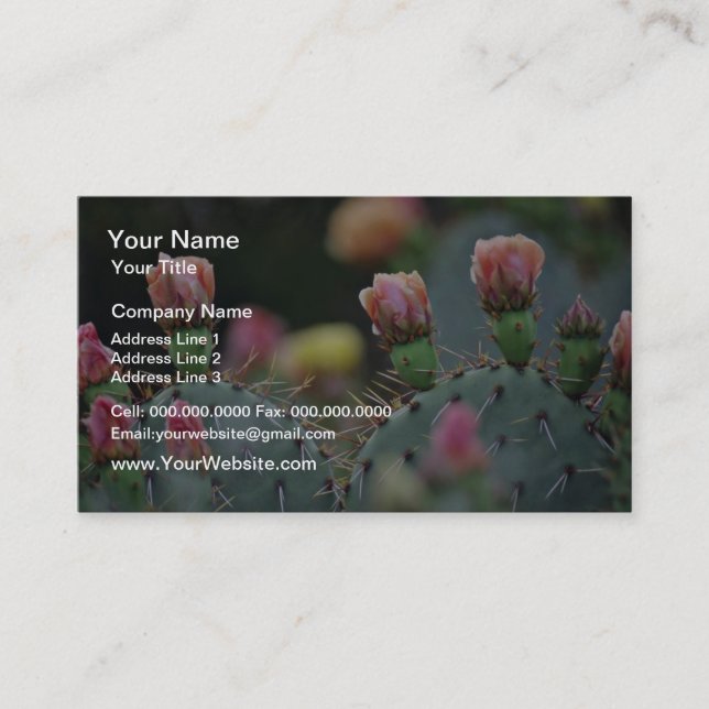 Tarjeta De Visita Flores del rosa del cactus de Beavertail (Anverso)
