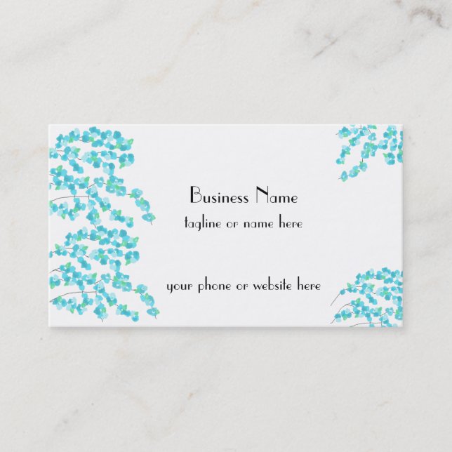 Tarjeta De Visita Flores Delicadas (Aqua) (Anverso)