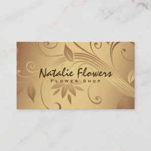 Tarjeta De Visita Flores   Dorado