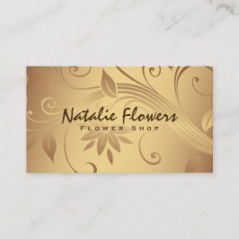 Tarjeta De Visita Flores | Dorado