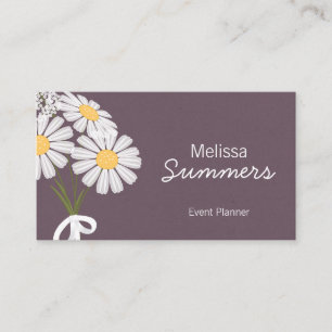 Tarjeta De Visita Flores Elegantes Blancas Margaritas Rústico