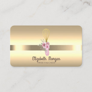 Tarjeta De Visita Flores elegantes de oro Proffesional Whisk