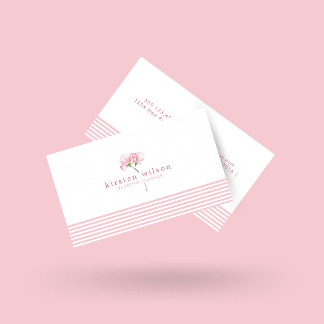 Tarjeta De Visita Flores elegantes de pasteles rosados - Autobús per (Subido por el creador)