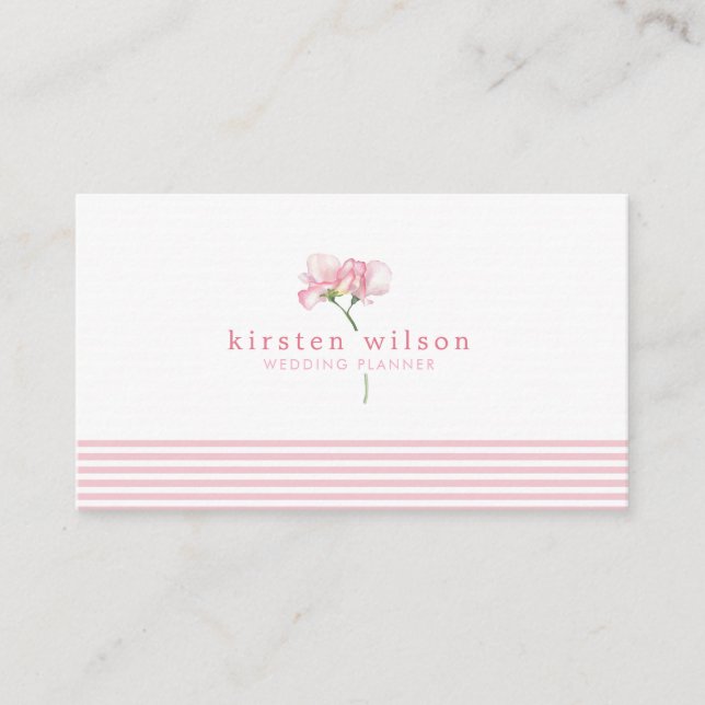 Tarjeta De Visita Flores elegantes de pasteles rosados - Personaliza (Anverso)