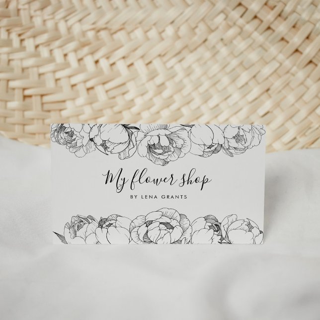 Tarjeta De Visita Flores elegantes de peonías (Subido por el creador)