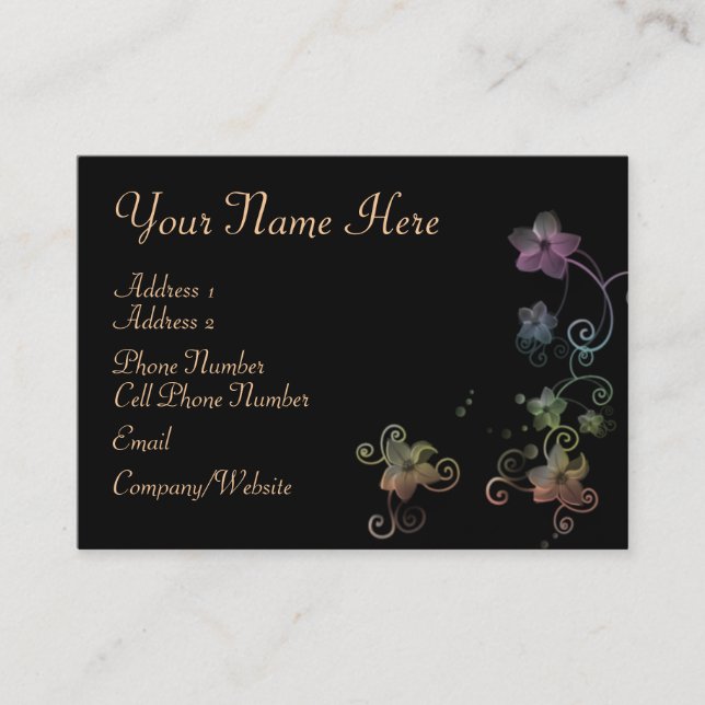 Tarjeta de visita - flores elegantes del arco iris (Anverso)