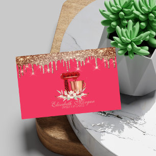 Tarjeta De Visita Flores Elegantes Mezclador Rojo Goteo Panadería