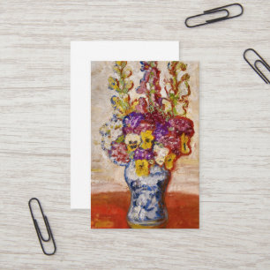 Tarjeta De Visita Flores en azul y blanco en la tabla Naranja