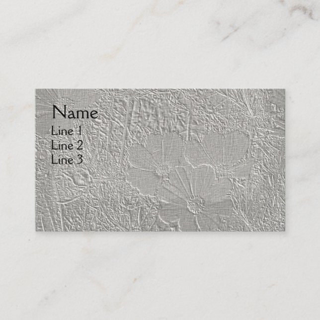 Tarjeta De Visita Flores En El Arte Floral Gris Plateado (Anverso)