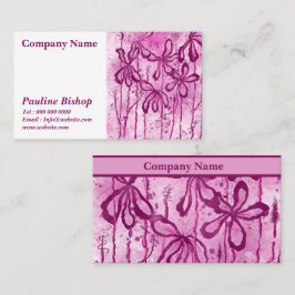 Tarjeta De Visita Flores entintadas rosadas