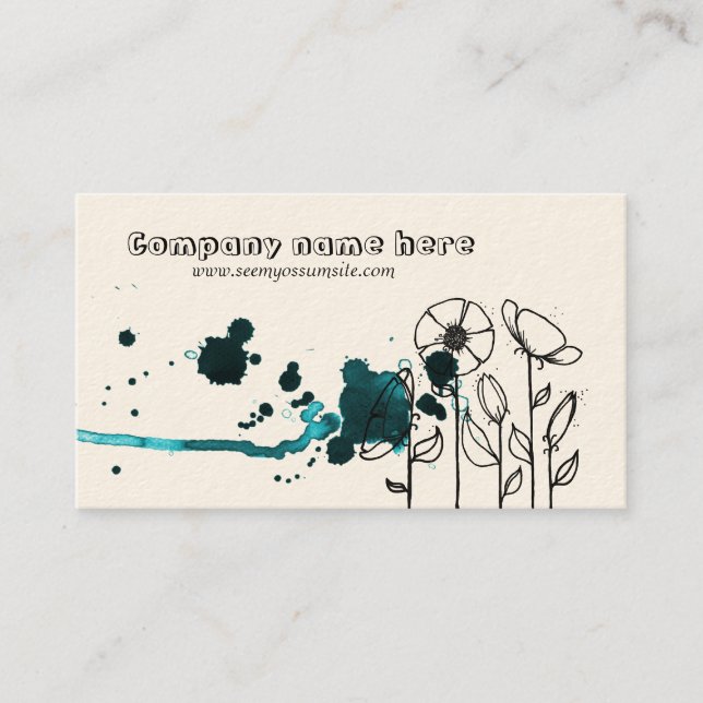 Tarjeta De Visita Flores enturbiadas, azules (Anverso)