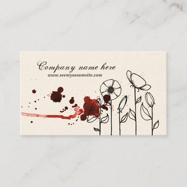 Tarjeta De Visita Flores enturbiadas, rojas (Anverso)