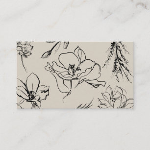 Tarjeta De Visita Flores Esbozar Estilo de la firma de la escritura