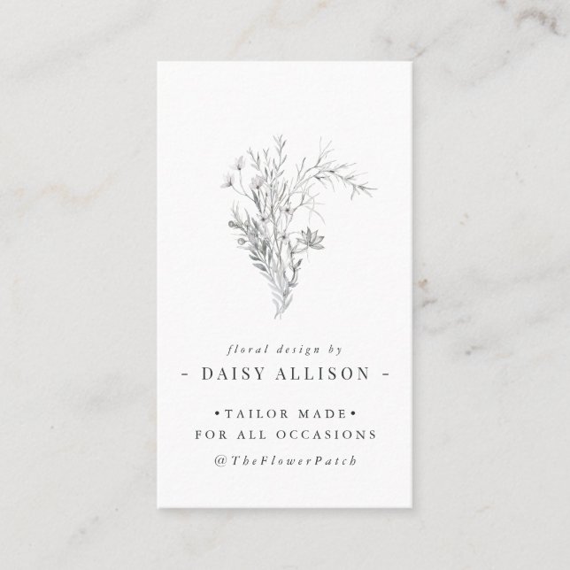 Tarjeta De Visita Flores esquemáticas de la Marina Azul | Mínimo mod (Anverso)