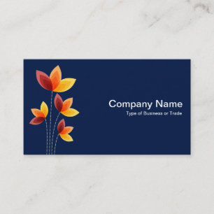 Tarjeta De Visita Flores estilizadas - Blanco sobre azul oscuro 0017
