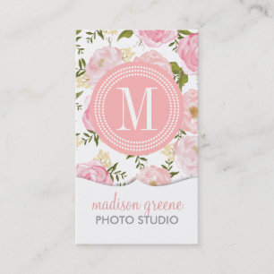 Tarjeta De Visita Flores femeninas del melocotón coralino floral del