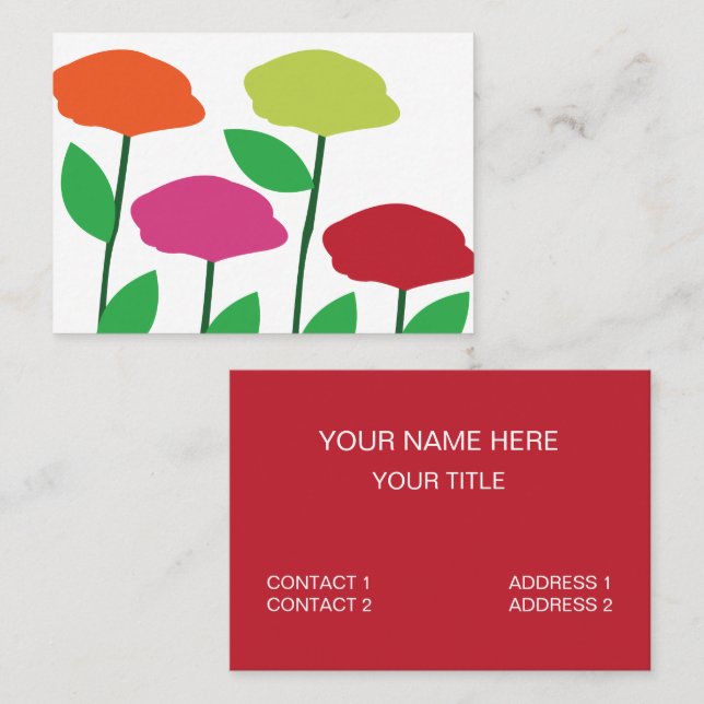 Tarjeta De Visita Flores Florales de Amapola Coloridas (Anverso / Reverso)