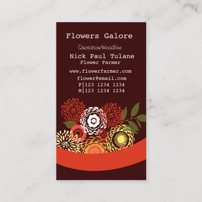 Tarjeta De Visita Flores florales de verano elegantes floridas (Anverso)