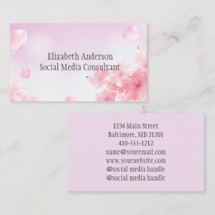 Tarjeta De Visita Flores florales rosadas Femenino para ella