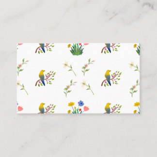 Tarjeta De Visita Flores florecientes y patrones de pájaros