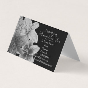 Tarjeta De Visita flores Flores de diseño de arte blanco y negro Li