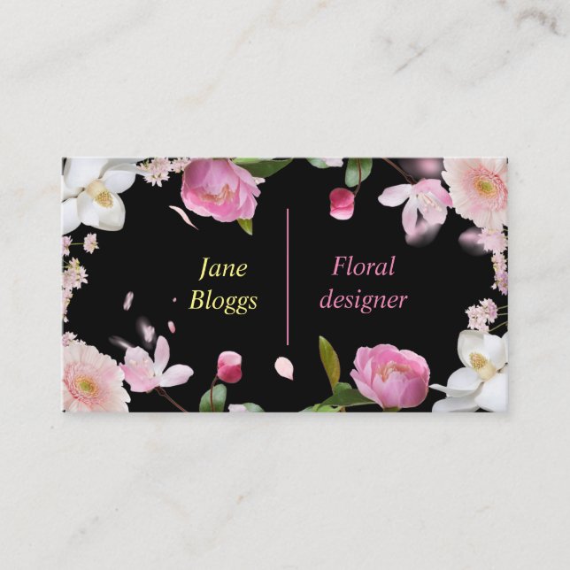 Tarjeta De Visita Flores floridas Negocios florales (Anverso)