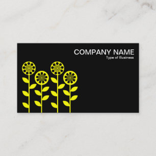 Tarjeta De Visita Flores geométricas - Amarillo sobre negro
