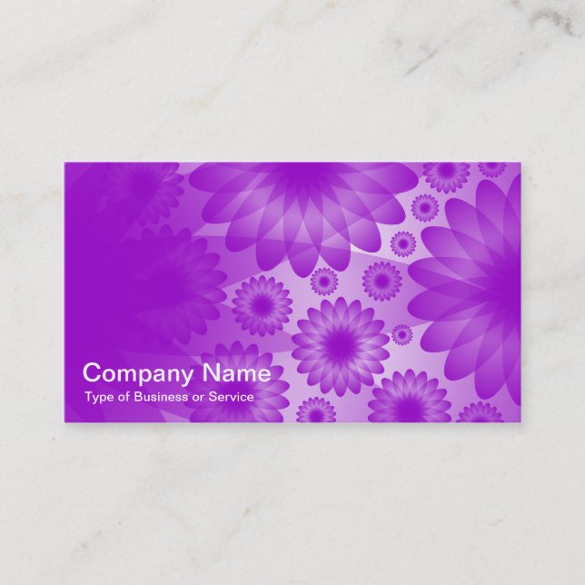 Tarjeta De Visita Flores Geométricas - Morado con Gris (Anverso)